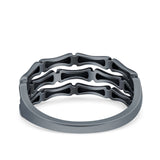 Bamboo Ring Oxidized Band Solid 925 Sterling Silver Thumb Ring (7.7mm)