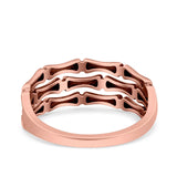 Bamboo Ring Oxidized Band Solid 925 Sterling Silver Thumb Ring (7.7mm)