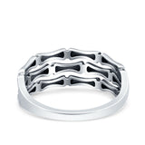 Bamboo Ring Oxidized Band Solid 925 Sterling Silver Thumb Ring (7.7mm)