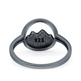 Mountains Ring Oxidized Band Solid 925 Sterling Silver Thumb Ring (11.8mm)