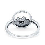 Mountains Ring Oxidized Band Solid 925 Sterling Silver Thumb Ring (11.8mm)