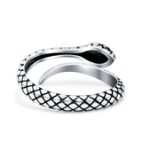 Snake Ring Oxidized Band Solid 925 Sterling Silver Thumb Ring (10mm)