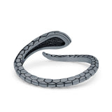 Snake Ring Oxidized Band Solid 925 Sterling Silver Thumb Ring (8mm)