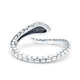 Snake Ring Oxidized Band Solid 925 Sterling Silver Thumb Ring (8mm)