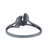 Feet Ring Oxidized Band Solid 925 Sterling Silver Thumb Ring (8mm)