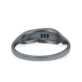 Sideways Feather Ring Oxidized Solid 925 Sterling Silver Thumb Ring (6mm)