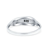 Sideways Feather Ring Oxidized Solid 925 Sterling Silver Thumb Ring (6mm)