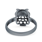 Owl Ring Oxidized Band Solid 925 Sterling Silver Thumb Ring (12mm)