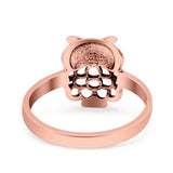 Owl Ring Oxidized Band Solid 925 Sterling Silver Thumb Ring (12mm)