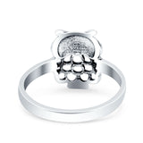 Owl Ring Oxidized Band Solid 925 Sterling Silver Thumb Ring (12mm)