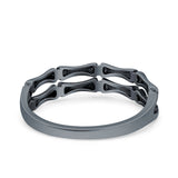 Bamboo Ring Oxidized Band Solid 925 Sterling Silver Thumb Ring (5mm)