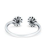 Flowers Ring Oxidized Band Solid 925 Sterling Silver Thumb Ring (6mm)