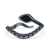 Serpent Snake Ring Oxidized Band Solid 925 Sterling Silver Thumb Ring (7mm)