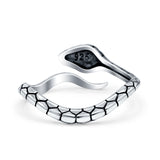Serpent Snake Ring Oxidized Band Solid 925 Sterling Silver Thumb Ring (7mm)