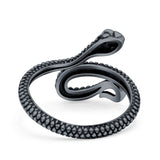 Snake Ring Oxidized Band Solid 925 Sterling Silver Thumb Ring (18mm)