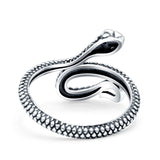 Snake Ring Oxidized Band Solid 925 Sterling Silver Thumb Ring (18mm)