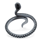 Snake Ring Oxidized Band Solid 925 Sterling Silver Thumb Ring (25mm)