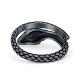 Snake Ring Oxidized Band Solid 925 Sterling Silver Thumb Ring (12mm)