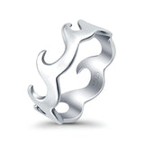 Wave Ring Oxidized Band Solid 925 Sterling Silver Thumb Ring (7mm)