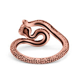 Garnet CZ Red Eye Snake Ring Oxidized Band Solid 925 Sterling Silver Thumb Ring (12mm)