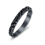 Bali Style Oxidized Ring Band Solid 925 Sterling Silver Thumb Ring (3mm)