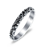 Bali Style Oxidized Ring Band Solid 925 Sterling Silver Thumb Ring (3mm)
