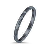 Hammered Ring Rhodium Plated Band Solid 925 Sterling Silver Thumb Ring (2mm)