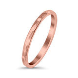 Hammered Ring Rhodium Plated Band Solid 925 Sterling Silver Thumb Ring (2mm)