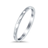 Hammered Ring Rhodium Plated Band Solid 925 Sterling Silver Thumb Ring (2mm)