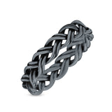 Attractive Braided Hand-Woven Celtic Knot Twisted Stylish Oxidized Band Solid 925 Sterling Silver Thumb Ring (4.5mm)