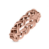 Attractive Braided Hand-Woven Celtic Knot Twisted Stylish Oxidized Band Solid 925 Sterling Silver Thumb Ring (4.5mm)