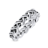 Attractive Braided Hand-Woven Celtic Knot Twisted Stylish Oxidized Band Solid 925 Sterling Silver Thumb Ring (4.5mm)