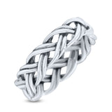 Dainty Celtic Woven Braided Twisted Double Band Men Women Unisex 925 Sterling SilverThumb Ring (5.4mm)