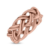 Eternity Double Braided Celtic Knot Criss Cross Oxidized Rounded Trendy Band Solid 925 Sterling Silver Thumb Ring (6.5mm)