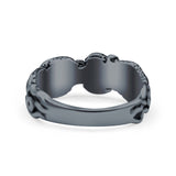 Octopus Ring Oxidized Band Solid 925 Sterling Silver Thumb Ring (7mm)