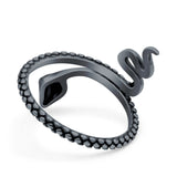 Snake Ring Oxidized Band Solid 925 Sterling Silver Thumb Ring (21mm)