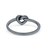 Heart Knot Ring Oxidized Band Solid 925 Sterling Silver Thumb Ring (6.4mm)