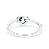 Heart Knot Ring Oxidized Band Solid 925 Sterling Silver Thumb Ring (6.4mm)