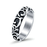 Silver Ring Oxidized Band Solid 925 Sterling Silver Thumb Ring (5.5mm)