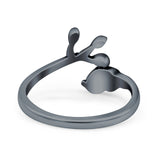 Bird & Branch Oxidized Band Solid 925 Sterling Silver Thumb Ring (20mm)