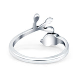 Bird & Branch Oxidized Band Solid 925 Sterling Silver Thumb Ring (20mm)