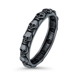 Skull Ring Oxidized Band Solid 925 Sterling Silver Thumb Ring (4mm)