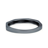 Oxidized Sunset Band Ring Solid 925 Sterling Silver Thumb Ring (2.5mm)