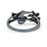 Hummingbird Ring Oxidized Band Solid 925 Sterling Silver Thumb Ring (9mm)