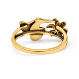 Hummingbird Ring Oxidized Band Solid 925 Sterling Silver Thumb Ring (9mm)