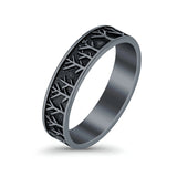 Tree Ring Oxidized Band Solid 925 Sterling Silver Thumb Ring (5mm)