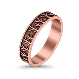 Tree Ring Oxidized Band Solid 925 Sterling Silver Thumb Ring (5mm)