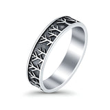 Tree Ring Oxidized Band Solid 925 Sterling Silver Thumb Ring (5mm)