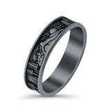 Nature Ring Oxidized Band Solid 925 Sterling Silver Thumb Ring (5mm)