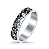 Nature Ring Oxidized Band Solid 925 Sterling Silver Thumb Ring (5mm)